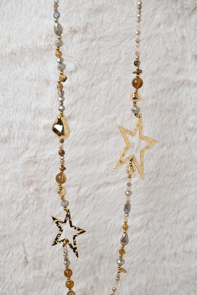 Ketting met gouden ster beige