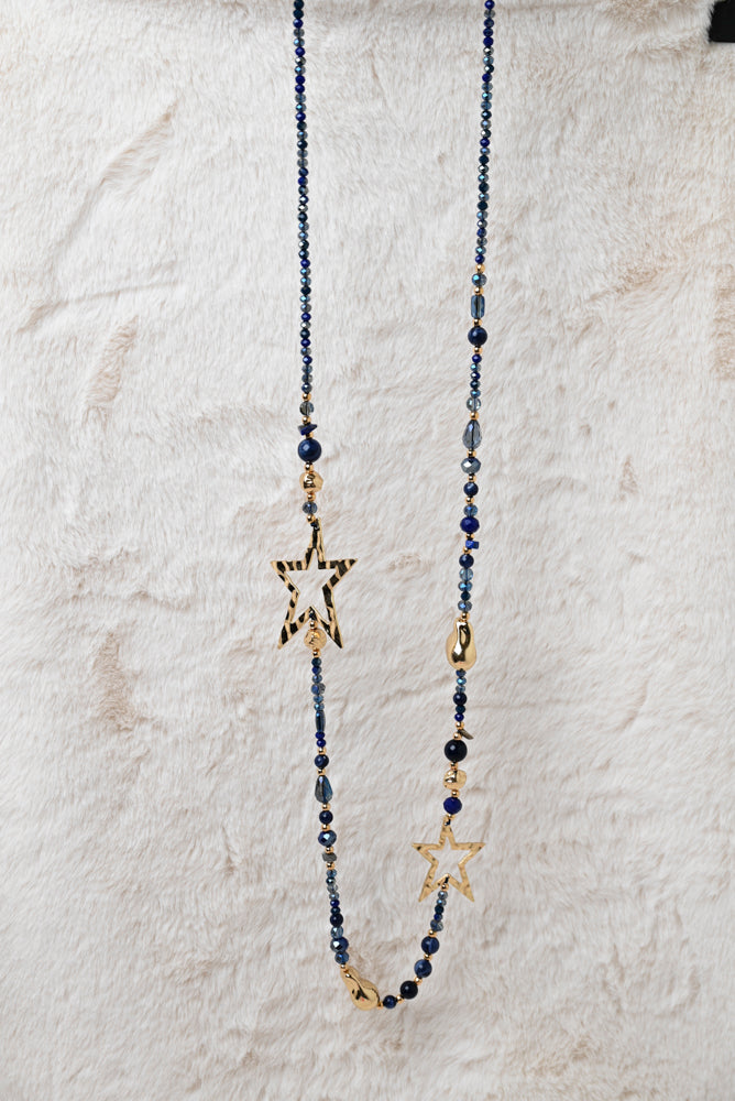 Ketting met gouden ster blauw