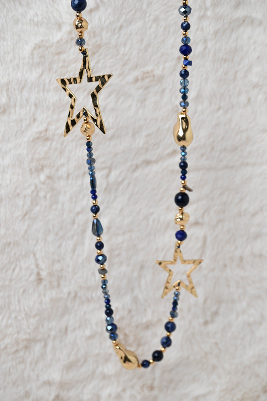 Ketting met gouden ster blauw