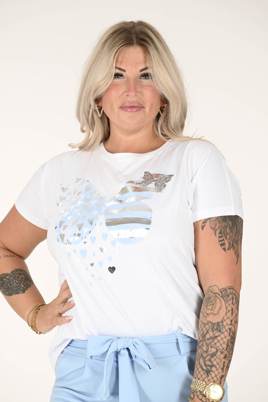 T-shirt met print vlinder hart blauw