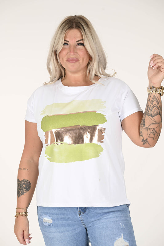 T-shirt met print strepen sparkle lime groen