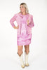 Jurk met gedrappeerd met mesh print cloud mauve