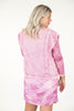 Jurk met gedrappeerd met mesh print cloud mauve