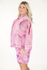 Jurk met gedrappeerd met mesh print cloud mauve