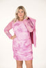 Jurk met gedrappeerd met mesh print cloud mauve