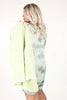 Jurk met gedrappeerd met mesh print cloud groen