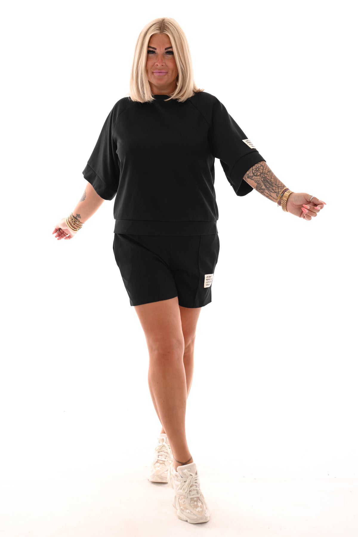 Twin set applicatie short zwart