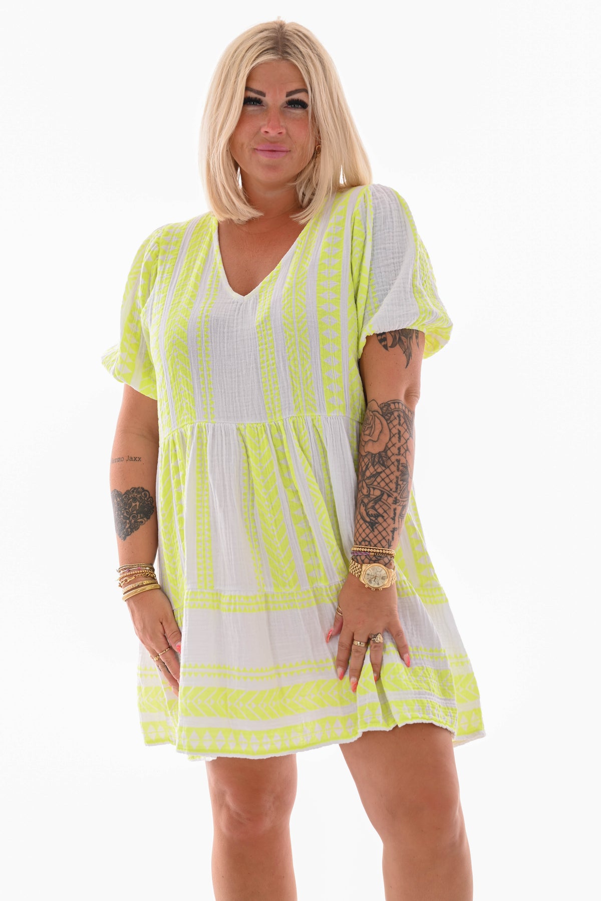 Tuniek crepe Aztec felgeel