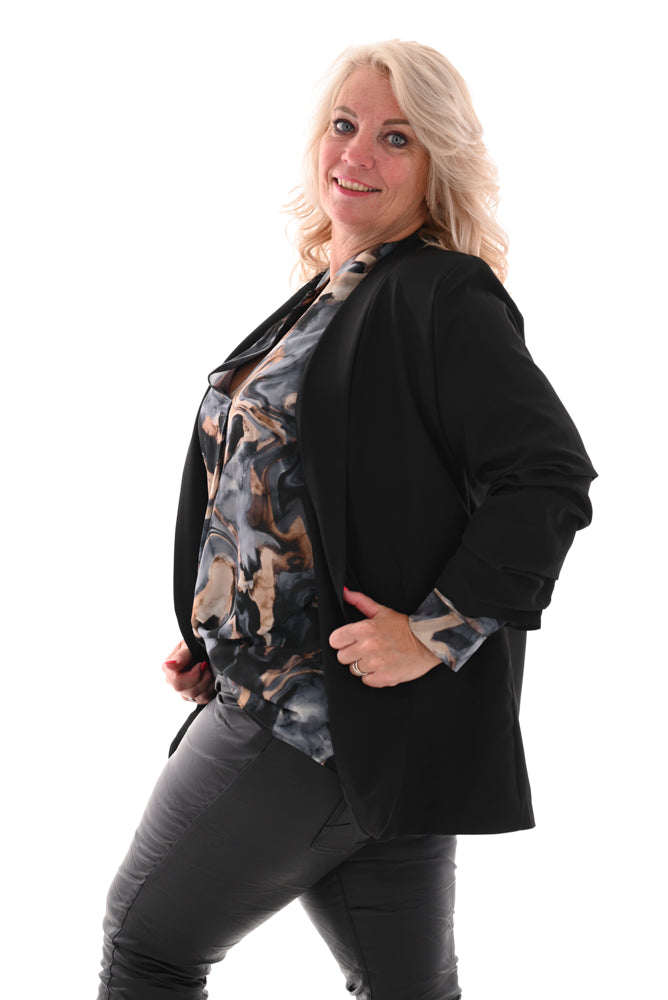 Blazer gedrapeerde mouwen zwart