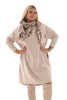 Sweater dress ronde hals met zakken beige