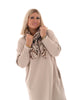 Sweater dress ronde hals met zakken beige