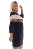 Sweater dress kort met strepen marineblauw