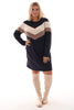 Sweater dress kort met strepen marineblauw