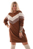 Sweater dress kort met strepen bruin