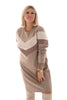 Sweater dress kort met strepen taupe