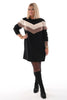 Sweater dress kort met strepen zwart