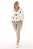 Silky stretchbroek bies love beige