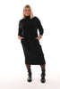 Sweater dress lang met turtle neck en zakken zwart