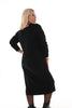 Sweater dress lang met turtle neck en zakken zwart