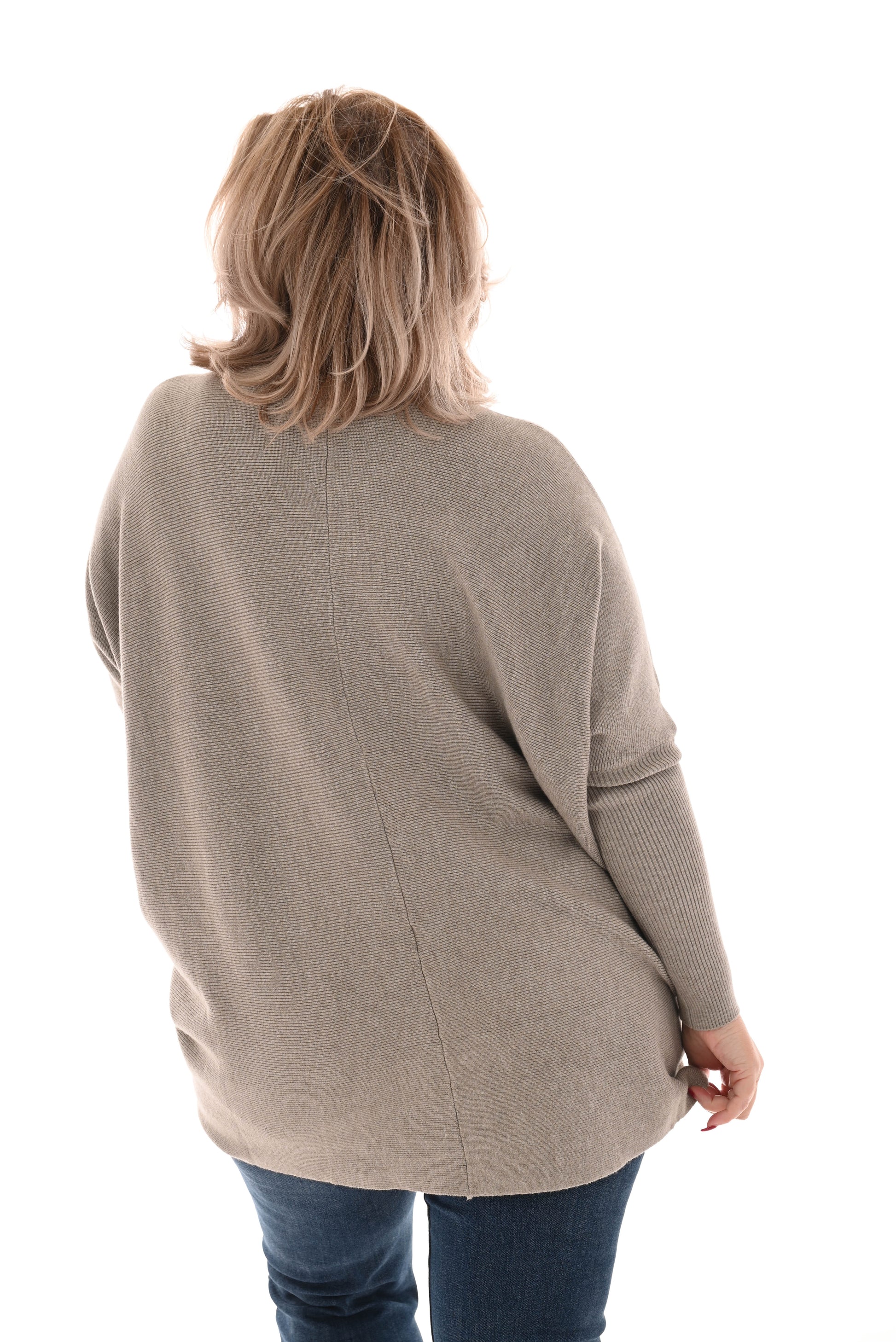 Turtle neck v-shape taupe