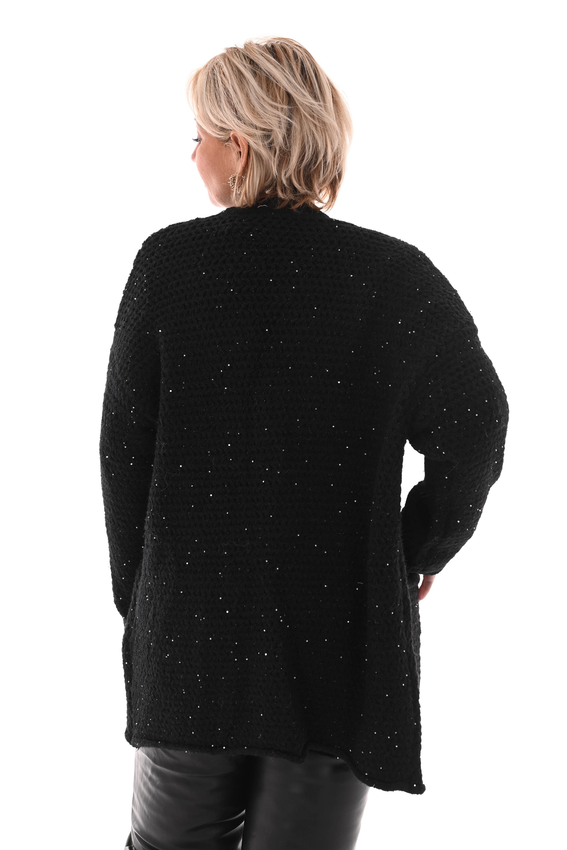 Grof gebreid vest glitter zwart