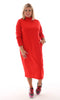 Sweater dress lang met turtle neck en zakken rood