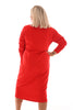 Sweater dress lang met turtle neck en zakken rood