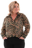 Doorknoop blouse glitter gevlekt groen