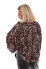 Blouse multi v-hals panter bruin