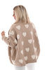 Vest teddy hartjes beige