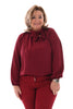 Silky blouse met strik bordeaux