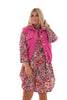 Gilet wavy teddy met gouden knopen fuchsia