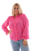 Blouse knopen rafels fuchsia