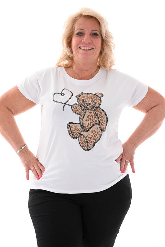 T-shirt roomwit teddybeer hartje