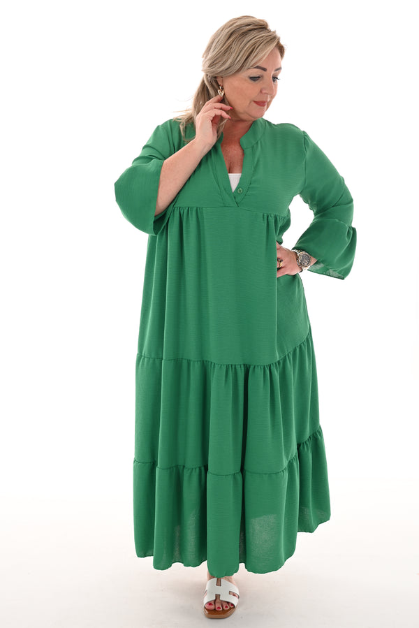 Maxi jurk met stroken v-hals groen