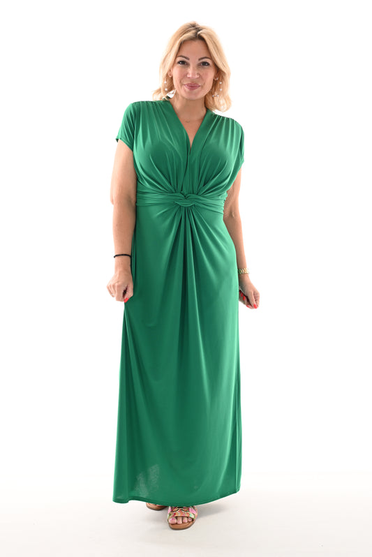 Lange jurk knoop detail uni groen