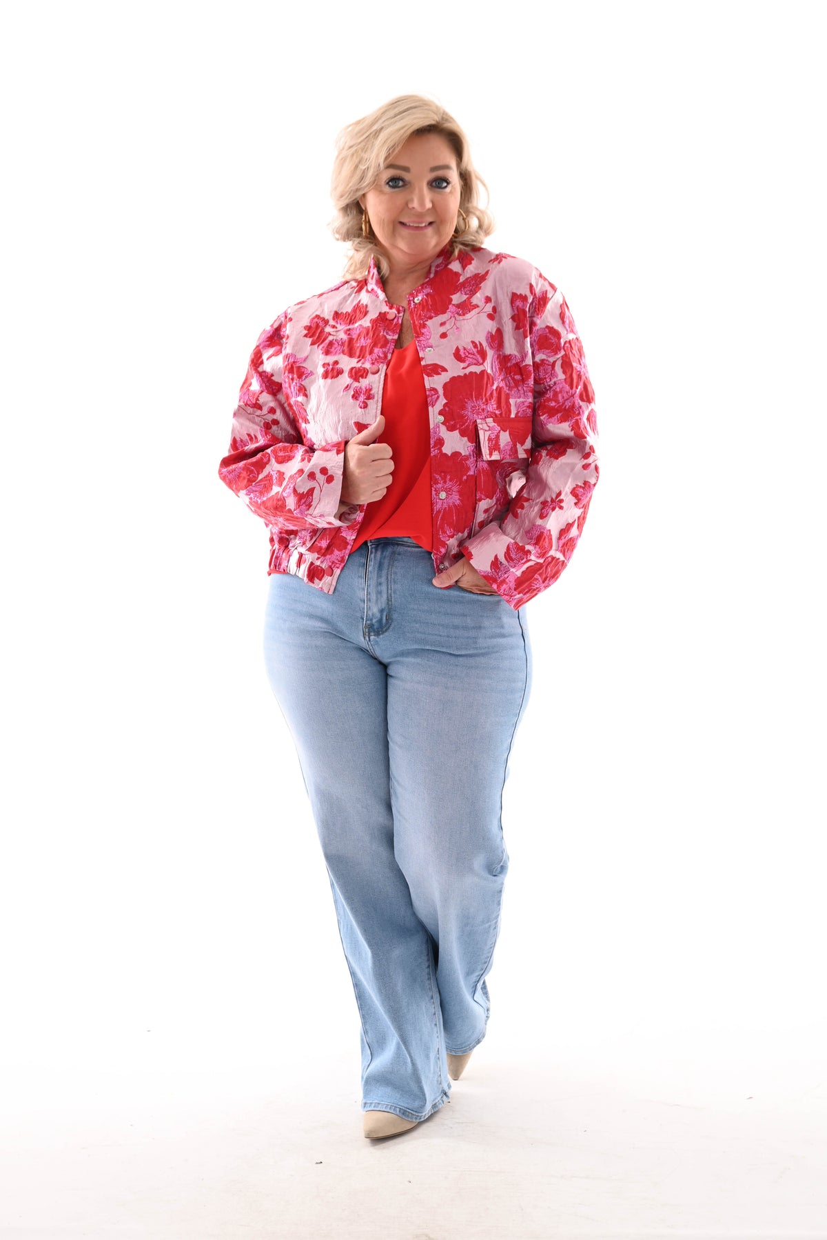 Top roezel v-hals uni rood