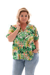 Top v-hals pofmouwen tie-dye groen