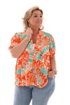 Top v-hals pofmouwen tie-dye oranje