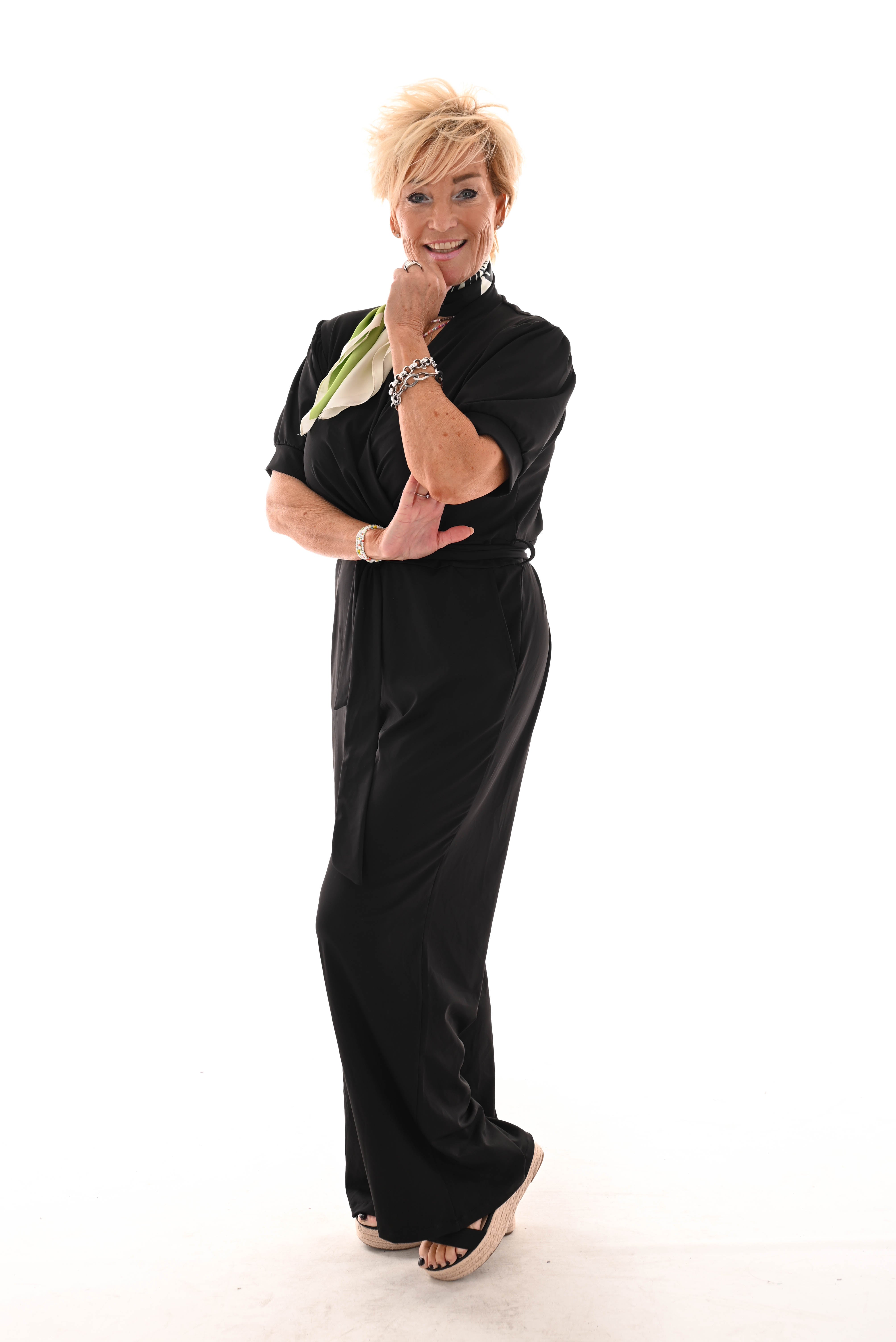 Jumpsuit overslag met strik uni  zwart