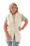Gilet silky bloemen lichtgroen