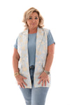 Gilet silky bloemen lichtblauw