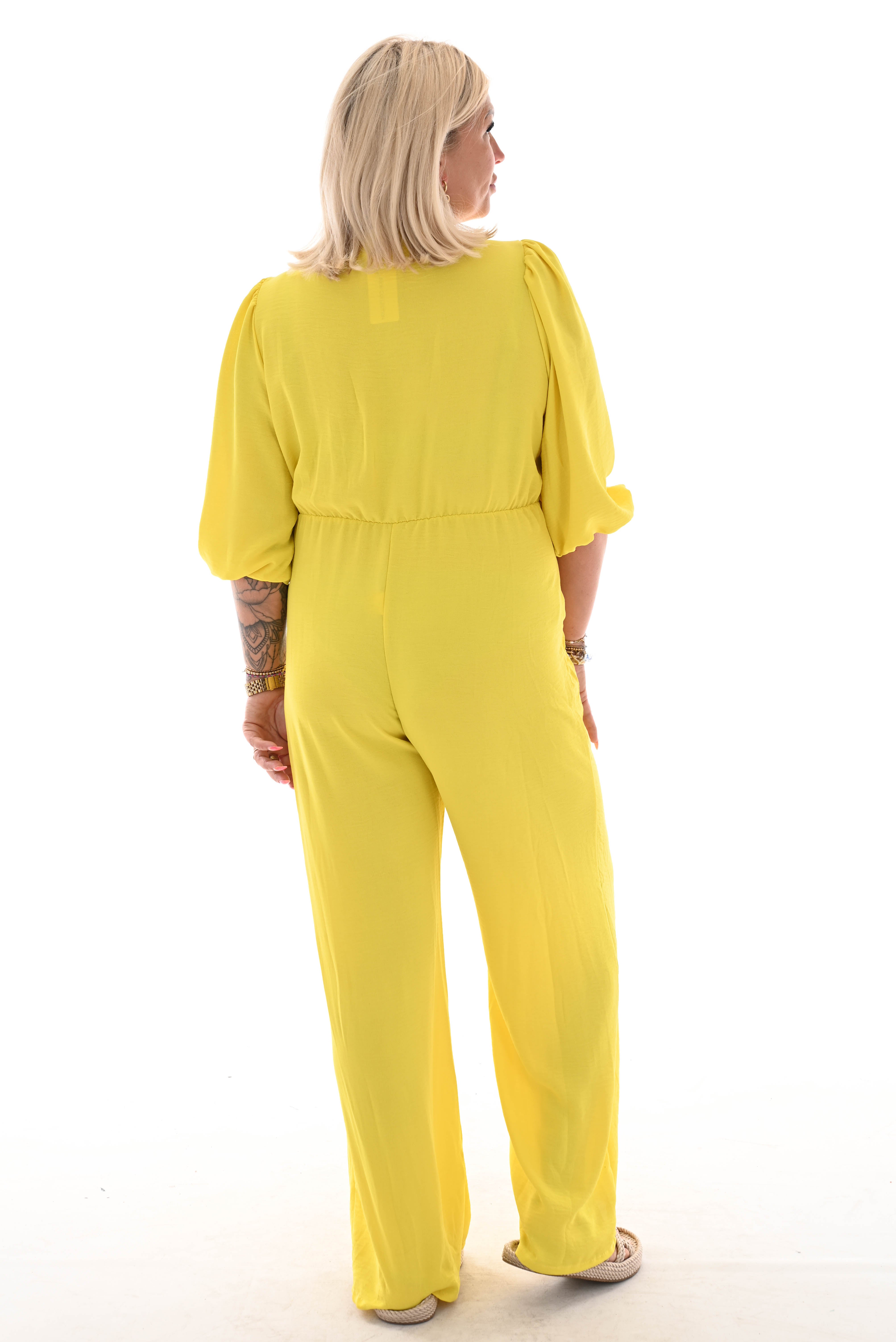 Jumpsuit overslag uni geel