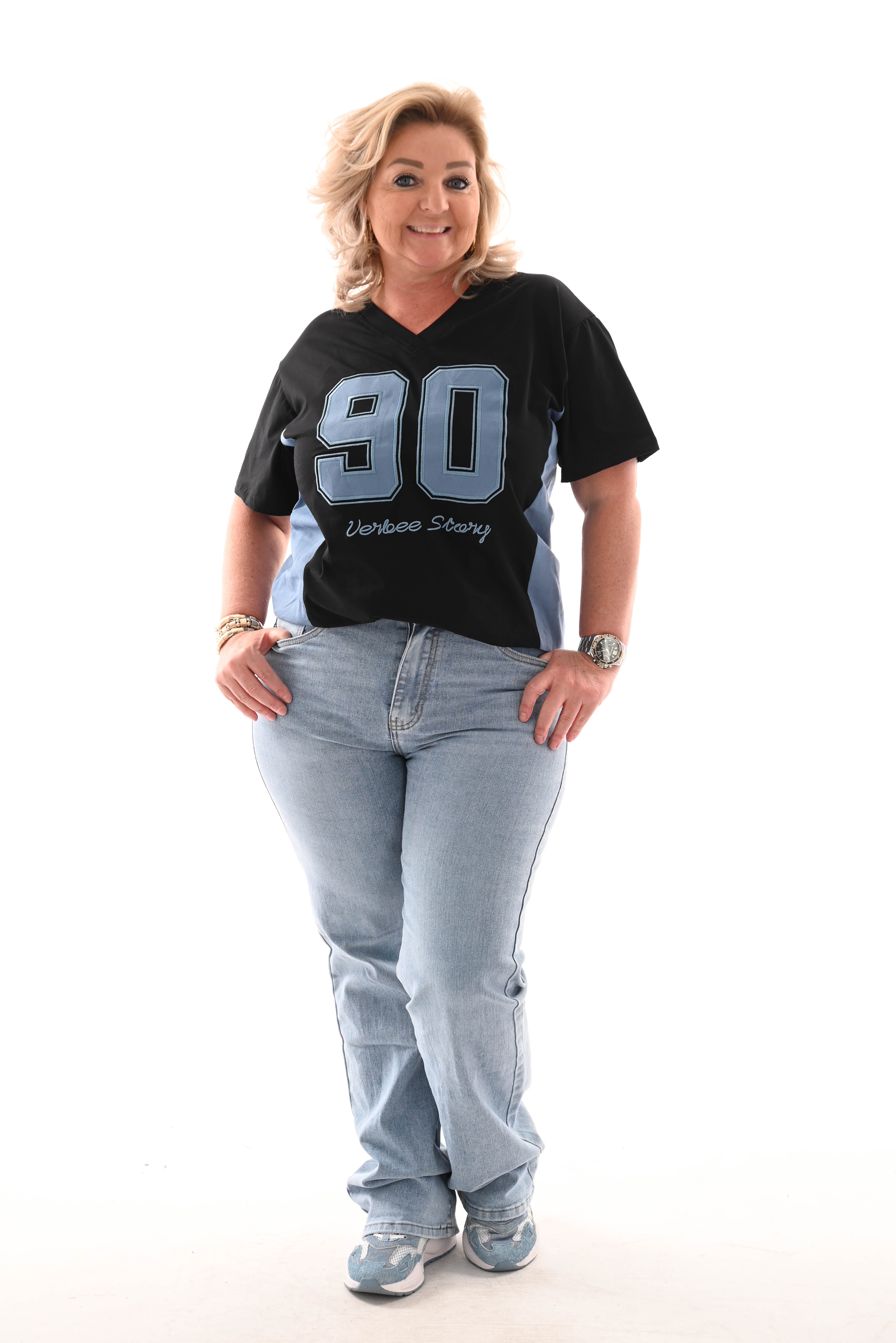 T-shirt ninety zwart