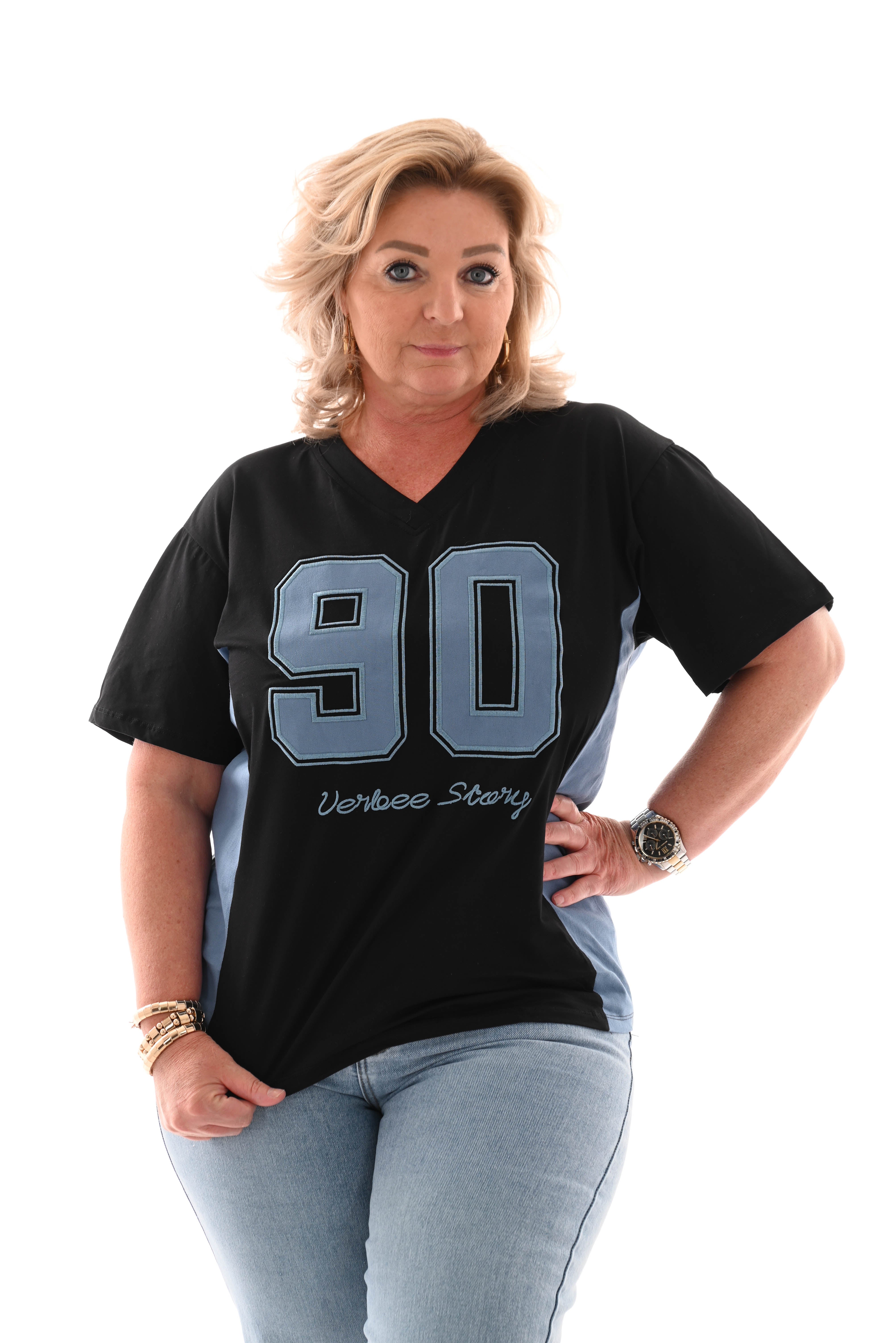 T-shirt ninety zwart