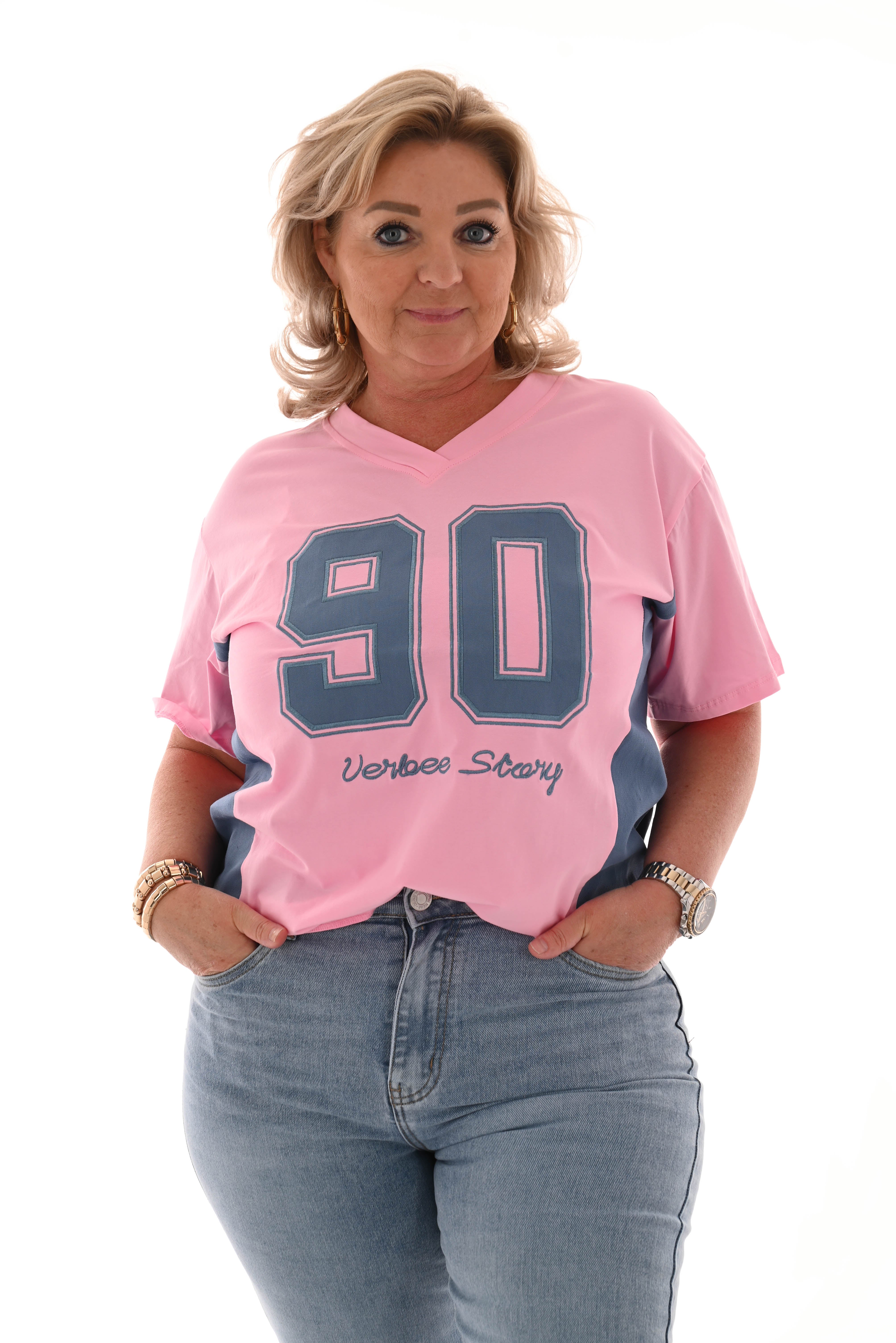 T-shirt ninety roze