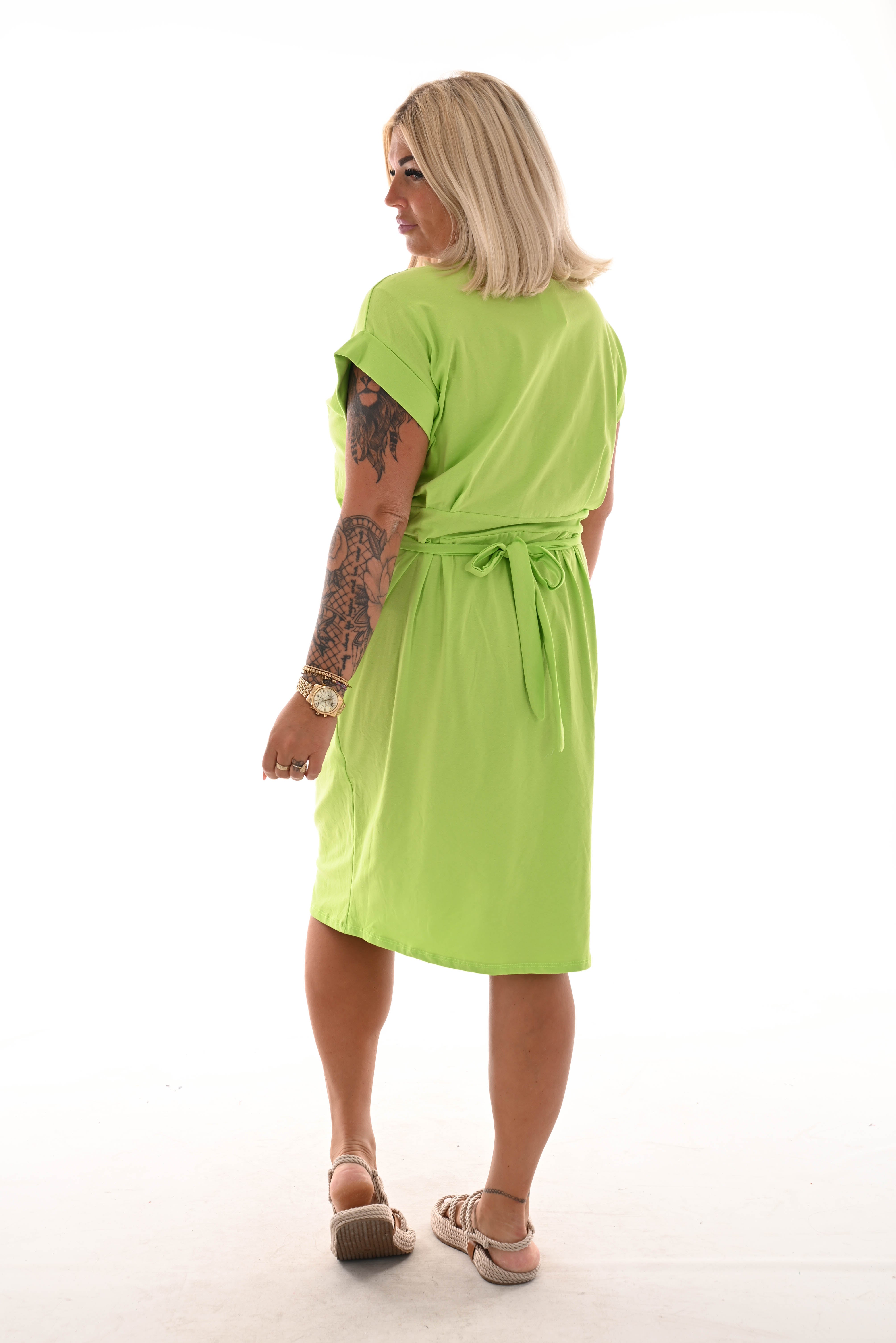 Jurk met strik uni lime
