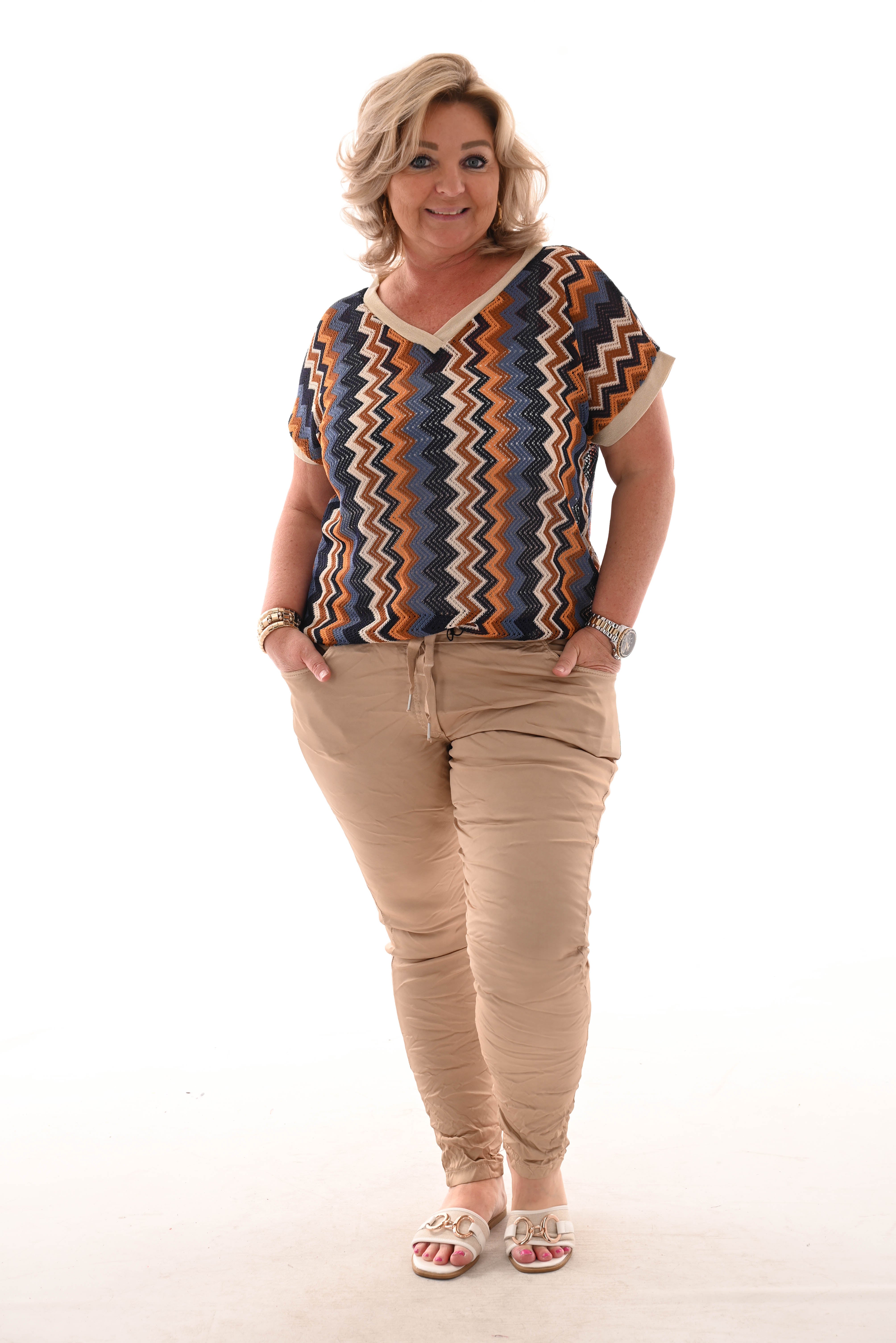 Top zigzag gehaakt marineblauw