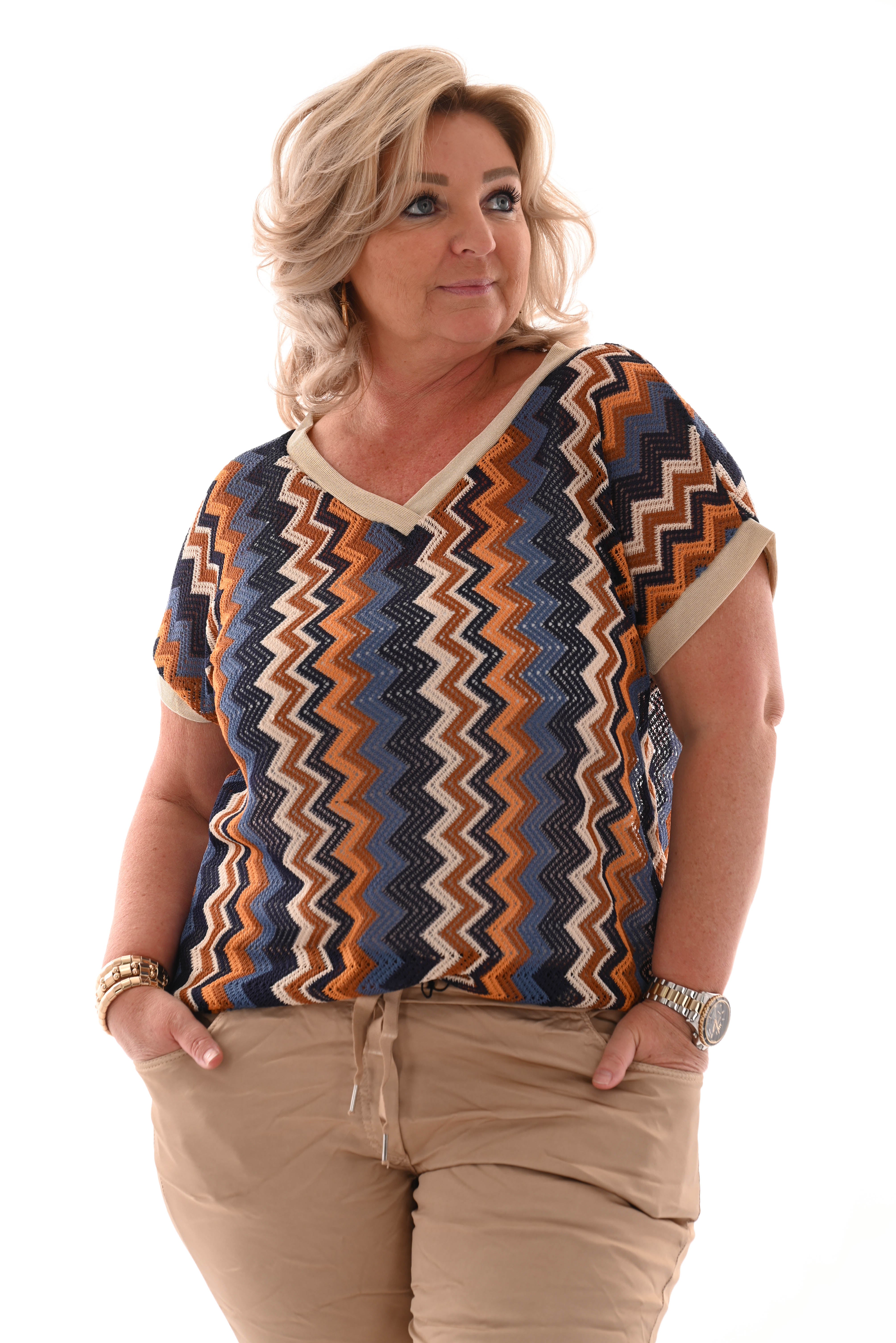 Top zigzag gehaakt marineblauw