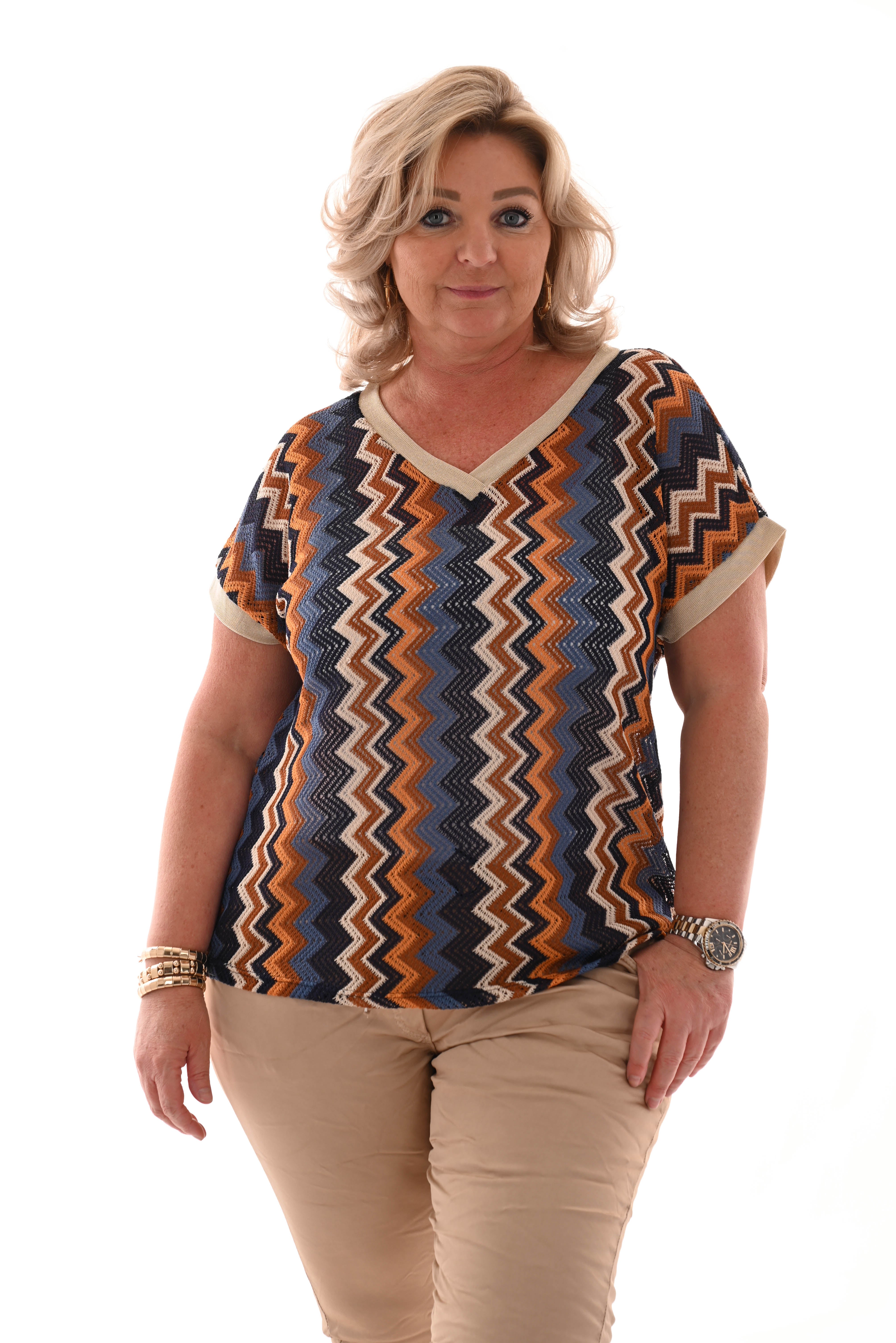 Top zigzag gehaakt marineblauw
